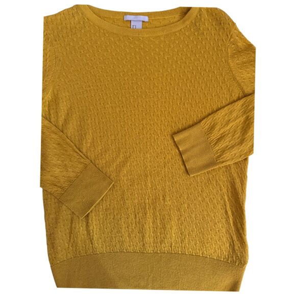 H&M Mustard 3/4 Sleeve Crew Neck Sweater Size M - Picture 5 of 10